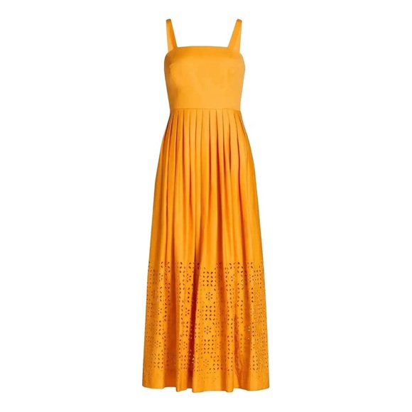 Elie Tahari Yellow Eyelet Square Neck Maxi Dress 4 - Picture 5 of 14